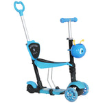 5-in-1 Kids Baby Toddler Kick Scooter Removable Seat Height Adjustable | Blue