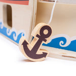 Bigjigs Toys Wooden Mini Pirate Ship Playset, Includes 10 Play Pieces
