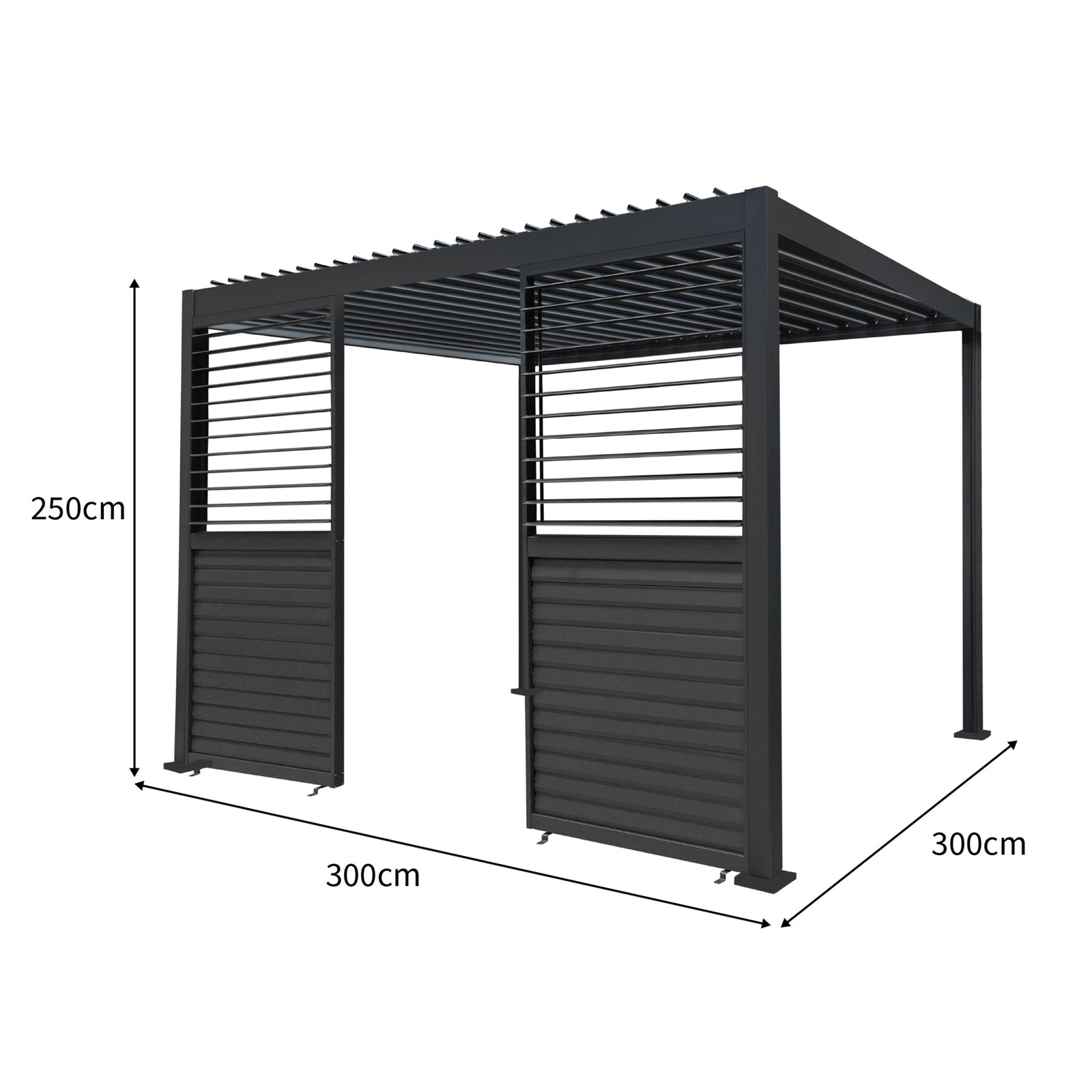 Anthracite Aluminium Pergola With 2 X Shutter Panels | 3m x 3m | Anthracite