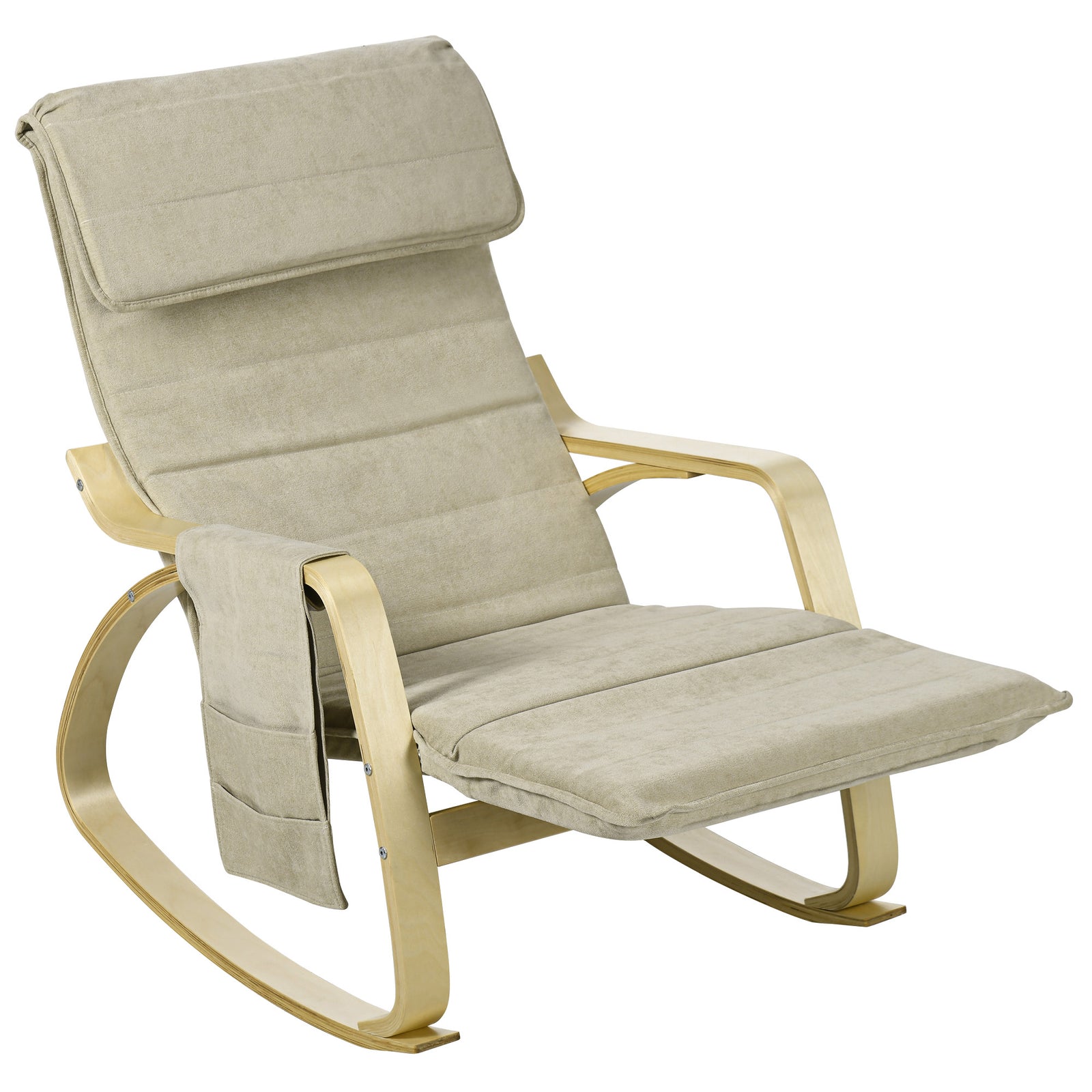 Rocking Chair Recliner Armchair With Adjustable Footrest | One Size | Khaki
