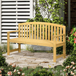 Wooden Garden Bench 2 Seater Slatted Seat With Arm For Patio | Orange