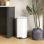 30l Kitchen Bin, Pedal Bin With Lid, Removable Inner Bucket | Cream