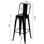 Set Of 4 Metal Frame Industrial Style High Chair Bar Stool