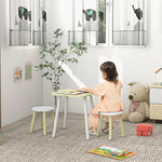 Kids Table And Chair Set, Flower Design, For Ages 2-5 Years - Green