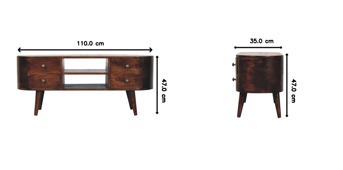 Solid Wood California Walnut Rounded Entertainment Unit