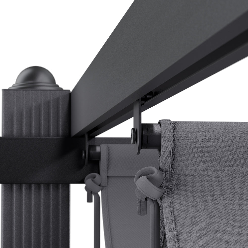 3m X 3m Aluminium Pergola With Retractable Roof,pa-coated Polyester Canopy，outdoor Garden Gazebos Water-resistant