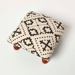 Reva Black Geometric Footstool | 40cm x 40cm