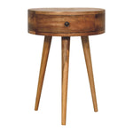 Solid Wood Mini Oak-ish Circular Shape Bedside