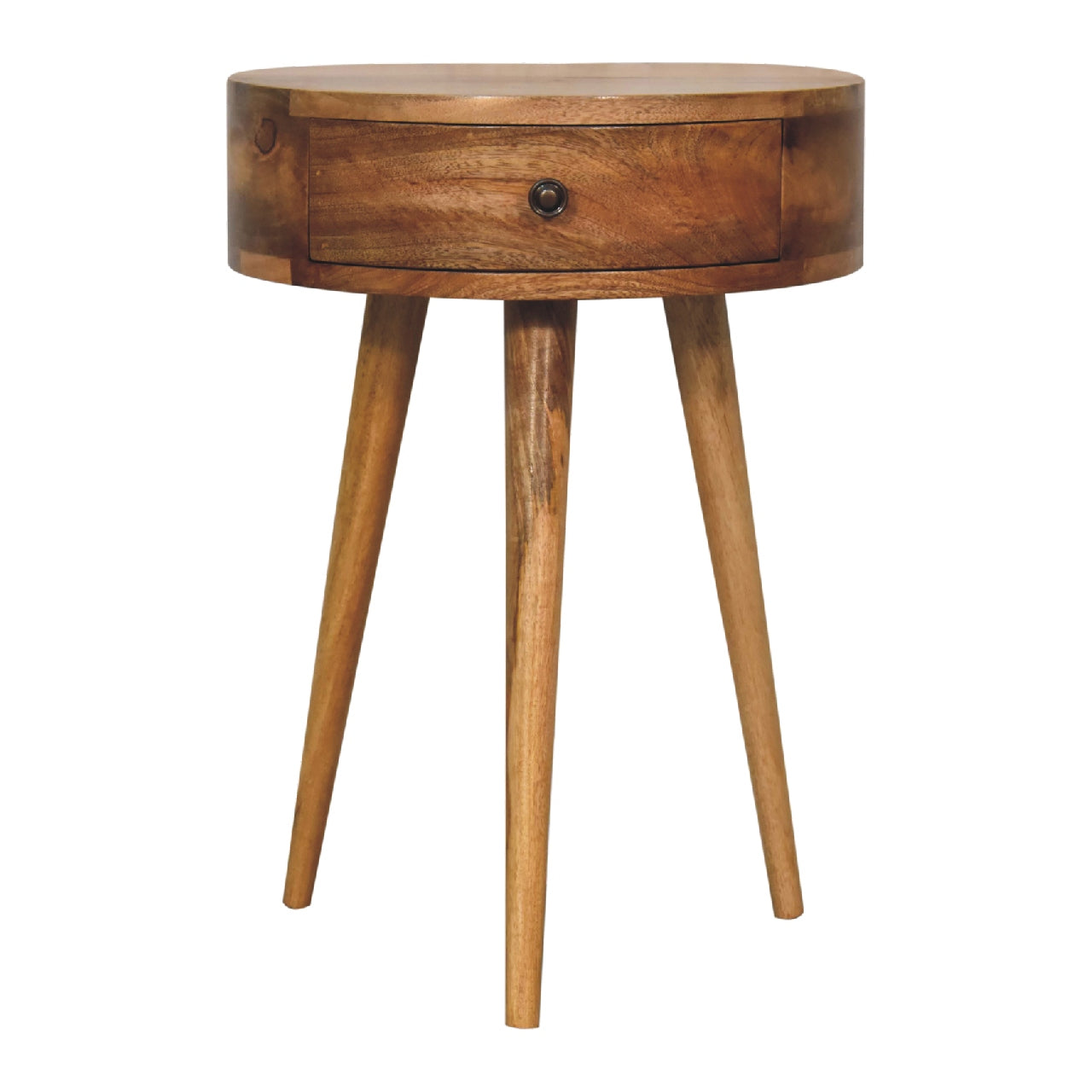 Solid Wood Mini Oak-ish Circular Shape Bedside