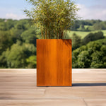Corten Steel Tall Square Planter - Pre-rusted | 25cm x 25cm x 50cm | Brown
