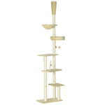 Floor To Ceiling Climbing Cat Tree Tower, 230-250cm Height, Beige
