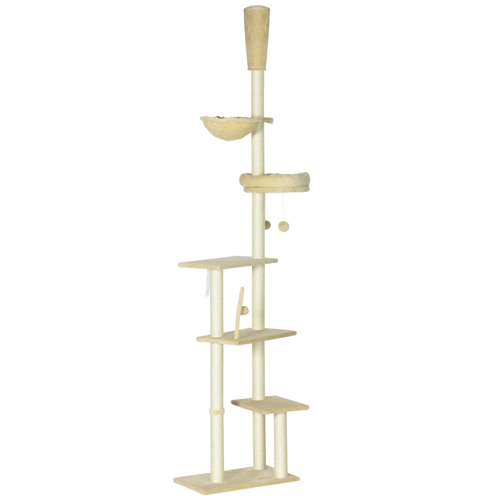 Floor To Ceiling Climbing Cat Tree Tower, 230-250cm Height, Beige
