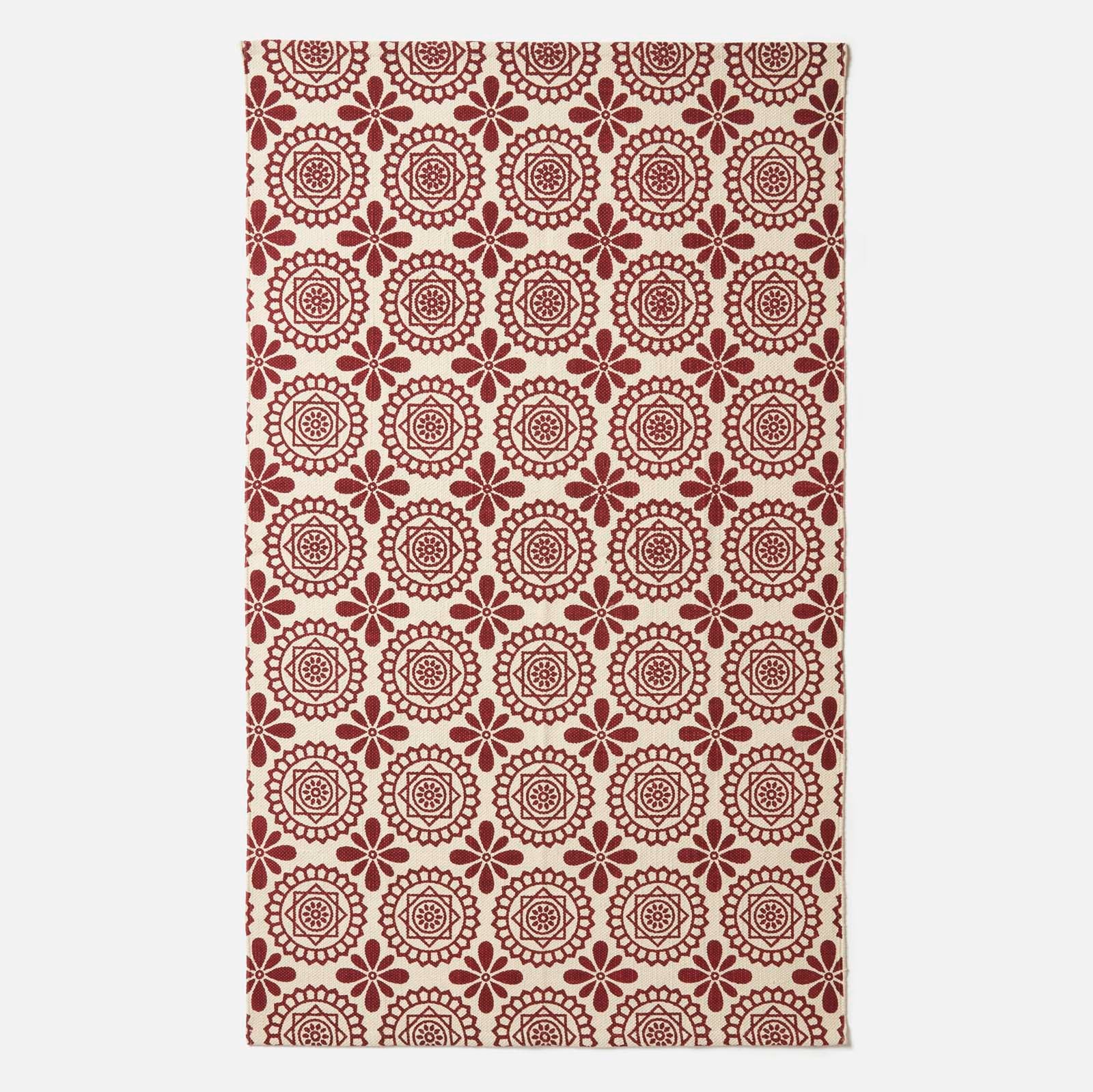 Cassia Red Cotton Geometric Rug | 150cm x 220cm | Red