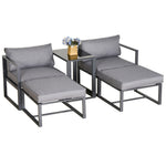 5 Piece Garden Conversation Set Footstools & Table