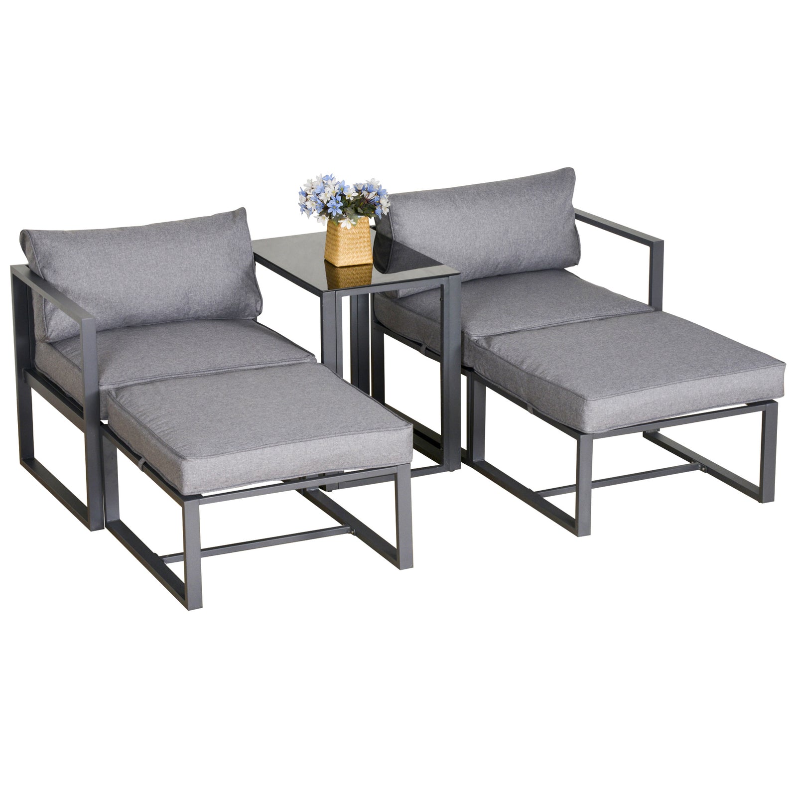 5 Piece Garden Conversation Set Footstools & Table
