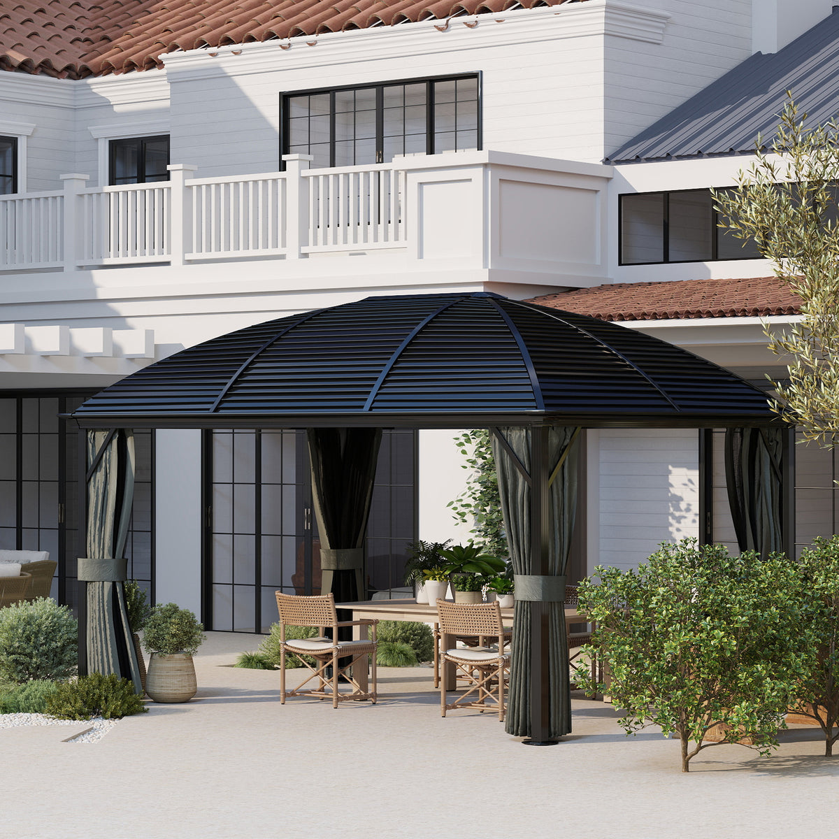 3x4m Hardtop Gazebo With Metal Roof And Aluminium Frame | Dark Grey