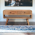 Solid Wood Reverse Curve Oak-ish Media Unit