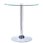 70 cm Dia  Round Clear Glass Top Dining Table With Pedestal Base