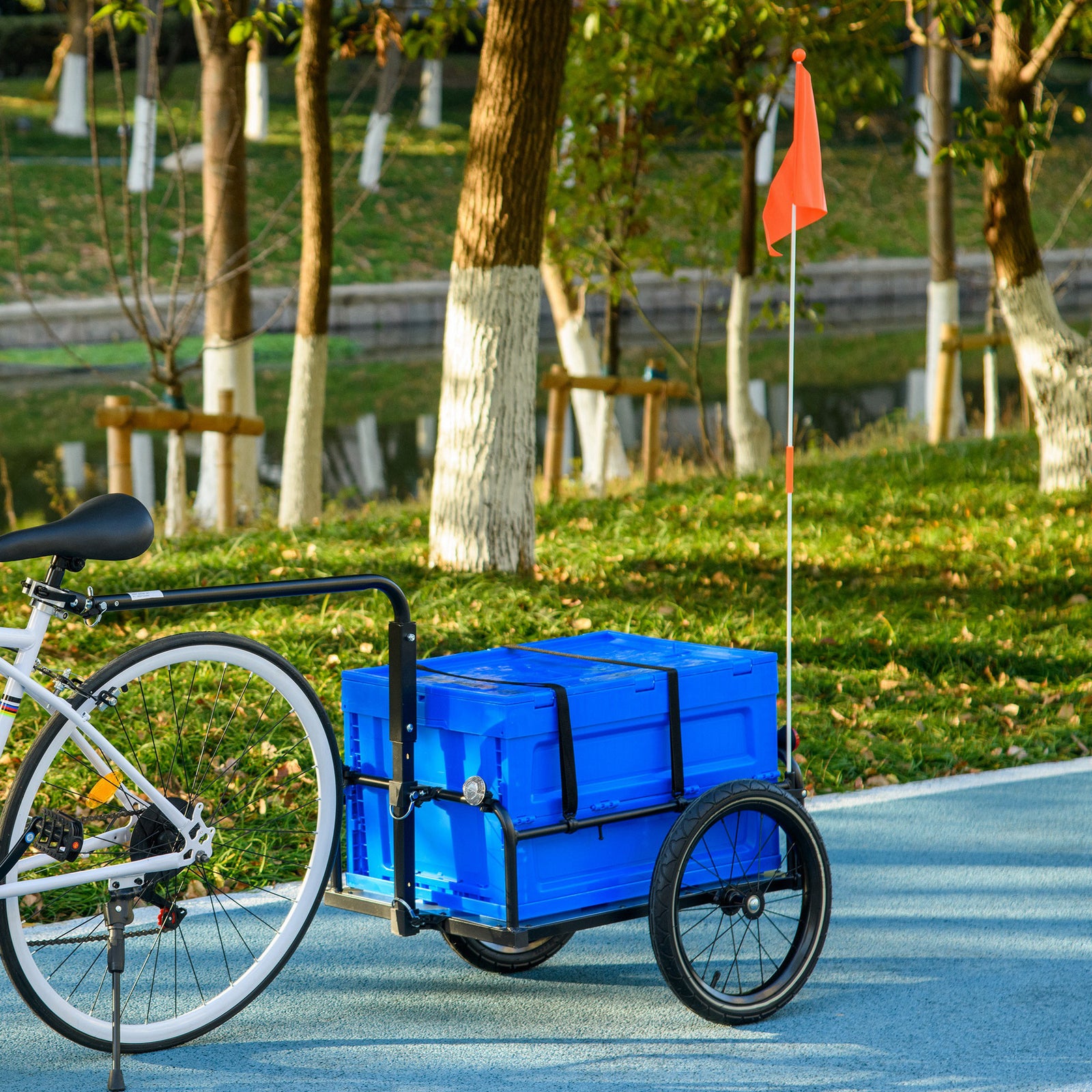 Bike Cargo Trailer With 65l Foldable Box | Blue