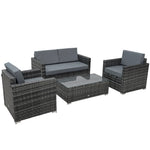 4 Pieces Rattan Sofa Set Chair Seat Furniture Patio Wicker | Gray