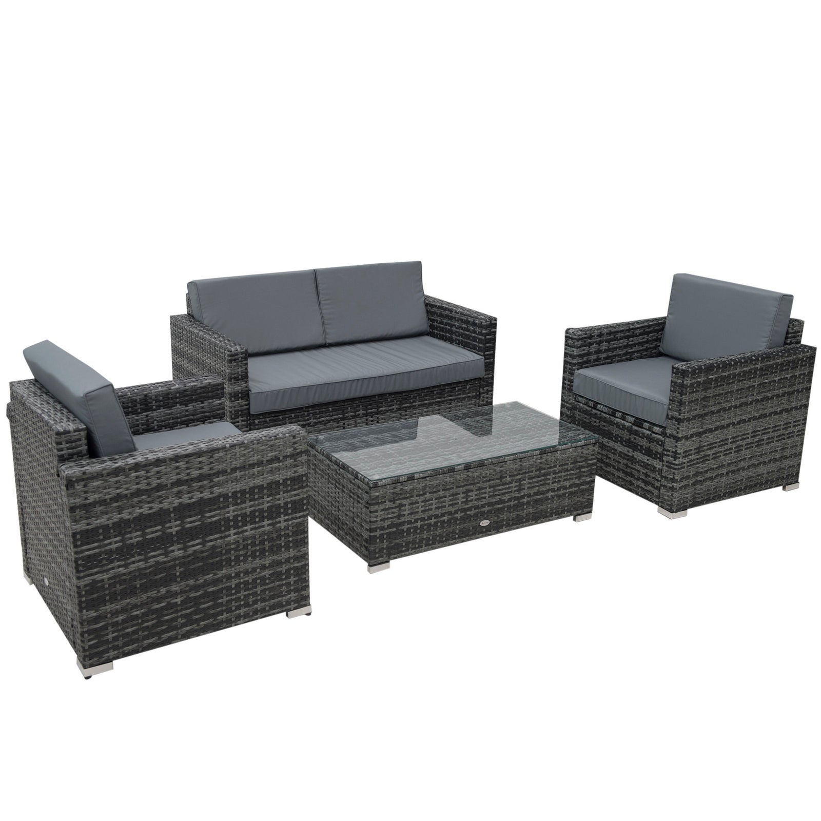 4 Pieces Rattan Sofa Set Chair Seat Furniture Patio Wicker | Gray
