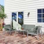4 Pieces Wooden Garden Furniture Set With Cushions | Light Grey