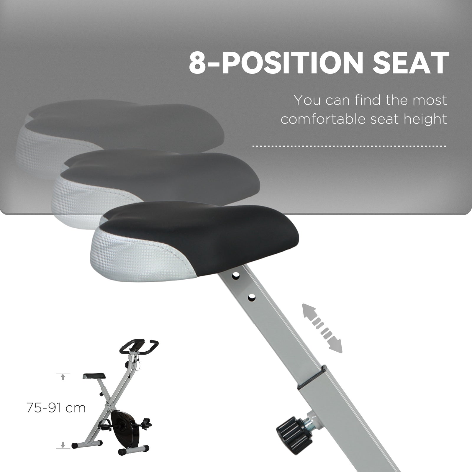 Folding Exercise Bike With 8-level Magnetic Resistance | Gray