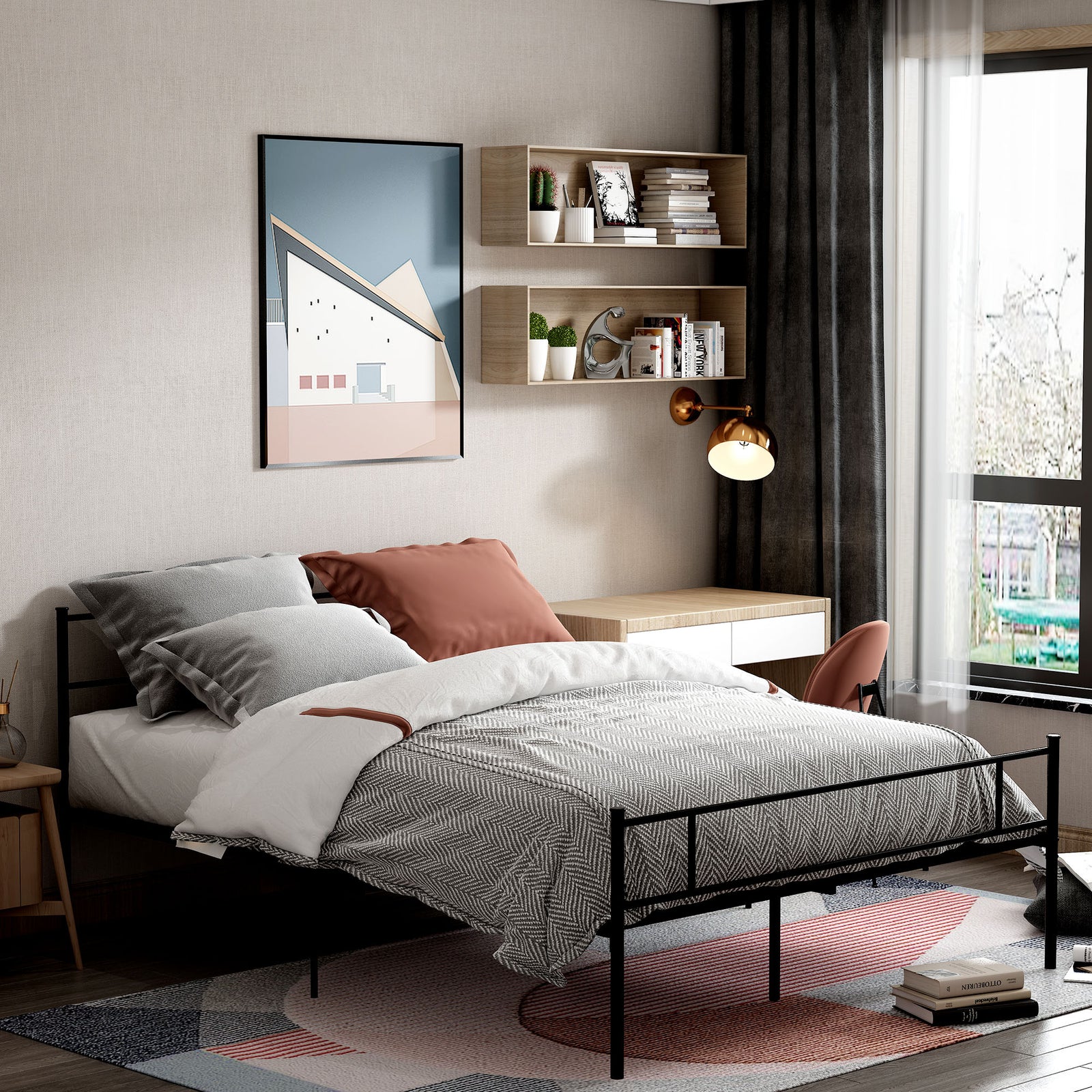 Single/double/king Metal Bed Frame Underbed Storage Space | King | Black