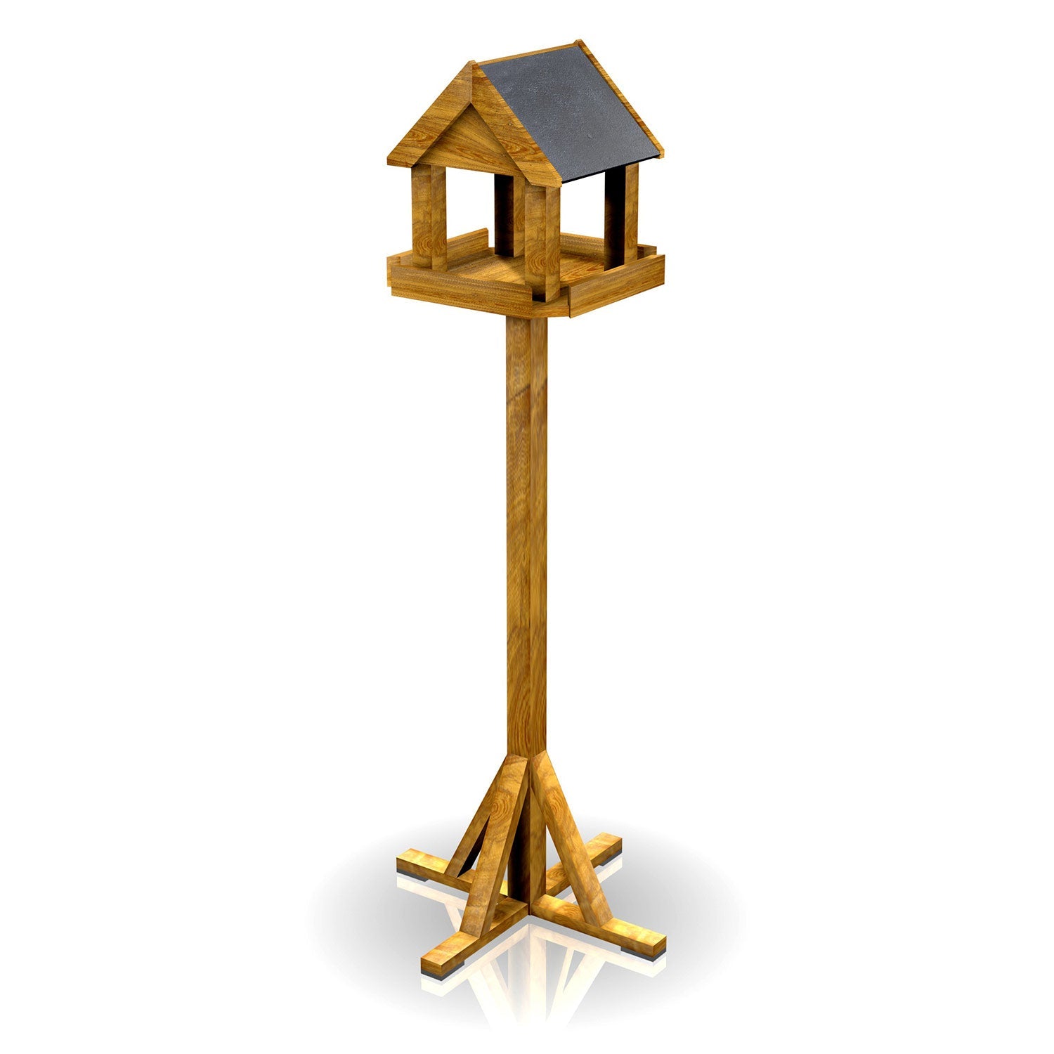 Complete Bird Table With Slate Roof And Flip-top Lid | Oak