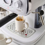 15-bar Retro Espresso Coffee Machine With Steam Wand | White & Silver