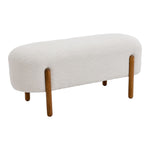 Contemporary Fabric Upholstered Bench with Solid Walnut Wood Legs, Beige，106.5cm W 44cm H
