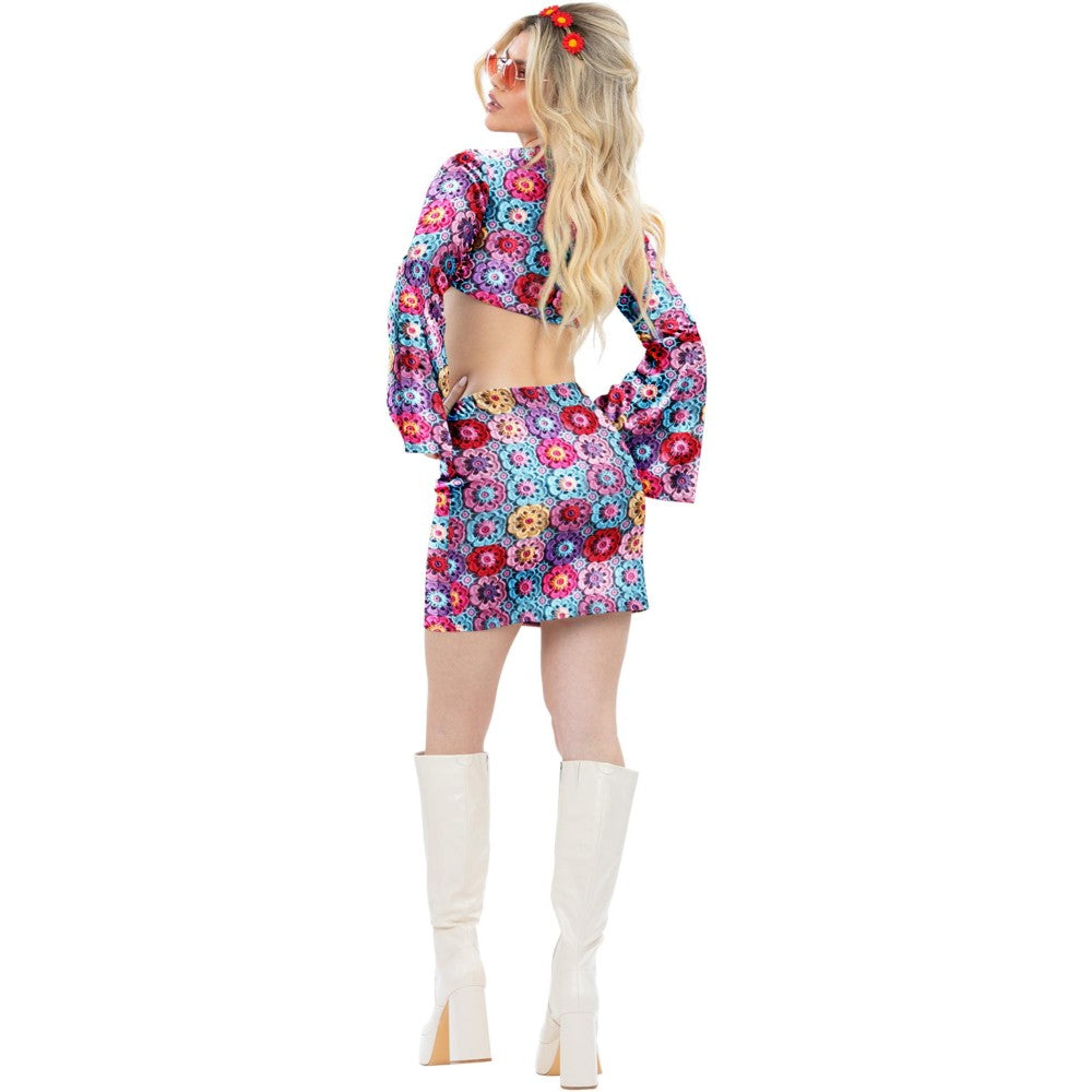 Rainbow 60s Crochet Costume | Large