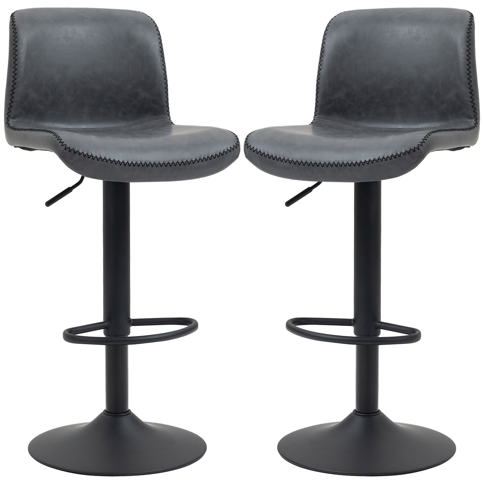 Retro Barstools Set Of 2 Pu Leather Swivel