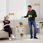 Side Table, Narrow End Table With Storage Shelves | White