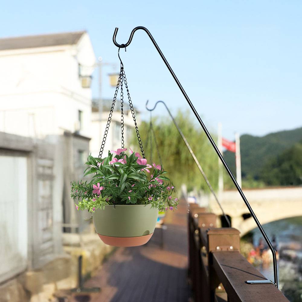2pcs Hanging Round Plant Pot Set With Drainage Holes And Removable Water Trays