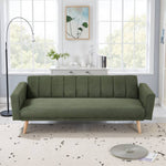 Convertible Sofa Bed, 3-level Adjustable Backrest Upholstered Fabric Sleeper Sofa With Wooden Legs, Green