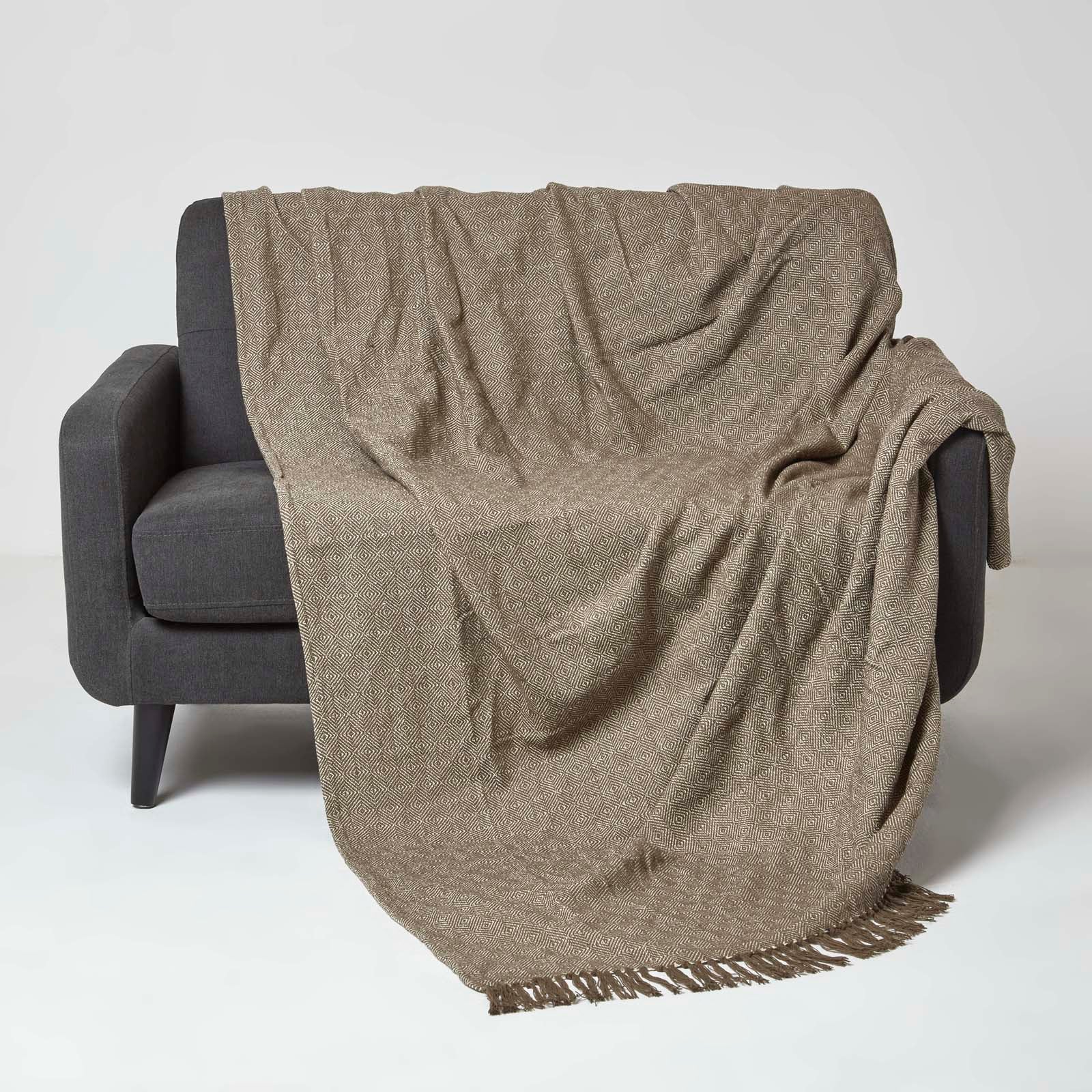Malda Cotton Throw With Tassels | 225cm x 255cm | Brown