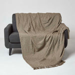Malda Cotton Throw With Tassels | 255cm x 360cm | Brown