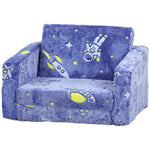 2 In 1 Kids Chair Bed With Glow In The Dark Cosmic Design | Blue