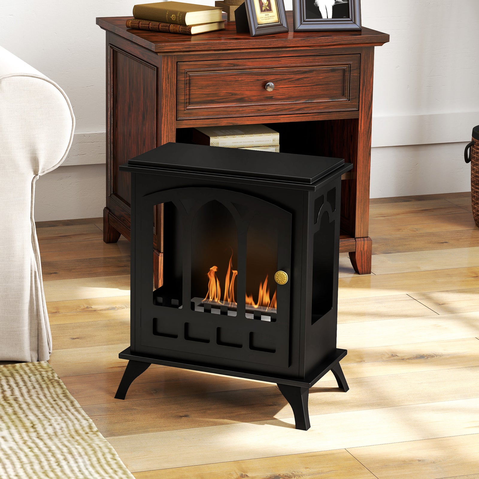 HOMCOM 21" Bioethanol Fireplace Stove For Indoor, Ethanol Fireplace