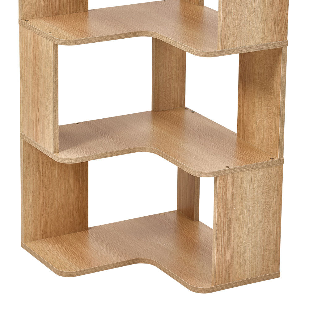 5-tier/6-tier Wooden L-shaped Corner Storage Shelf | Large | Natural