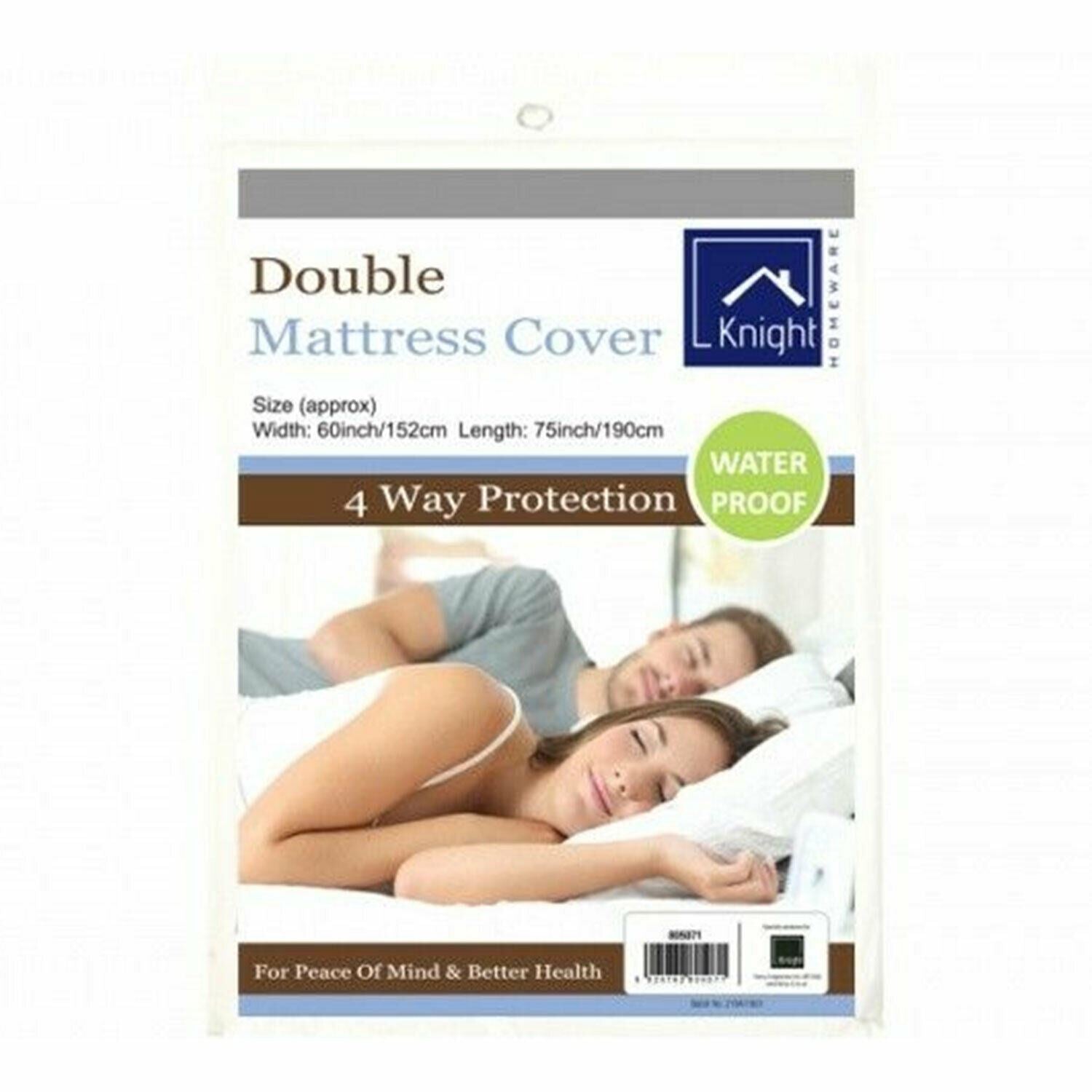Knight Double Mattress Cover With 4way Waterproof Protection & Soft Touch, White