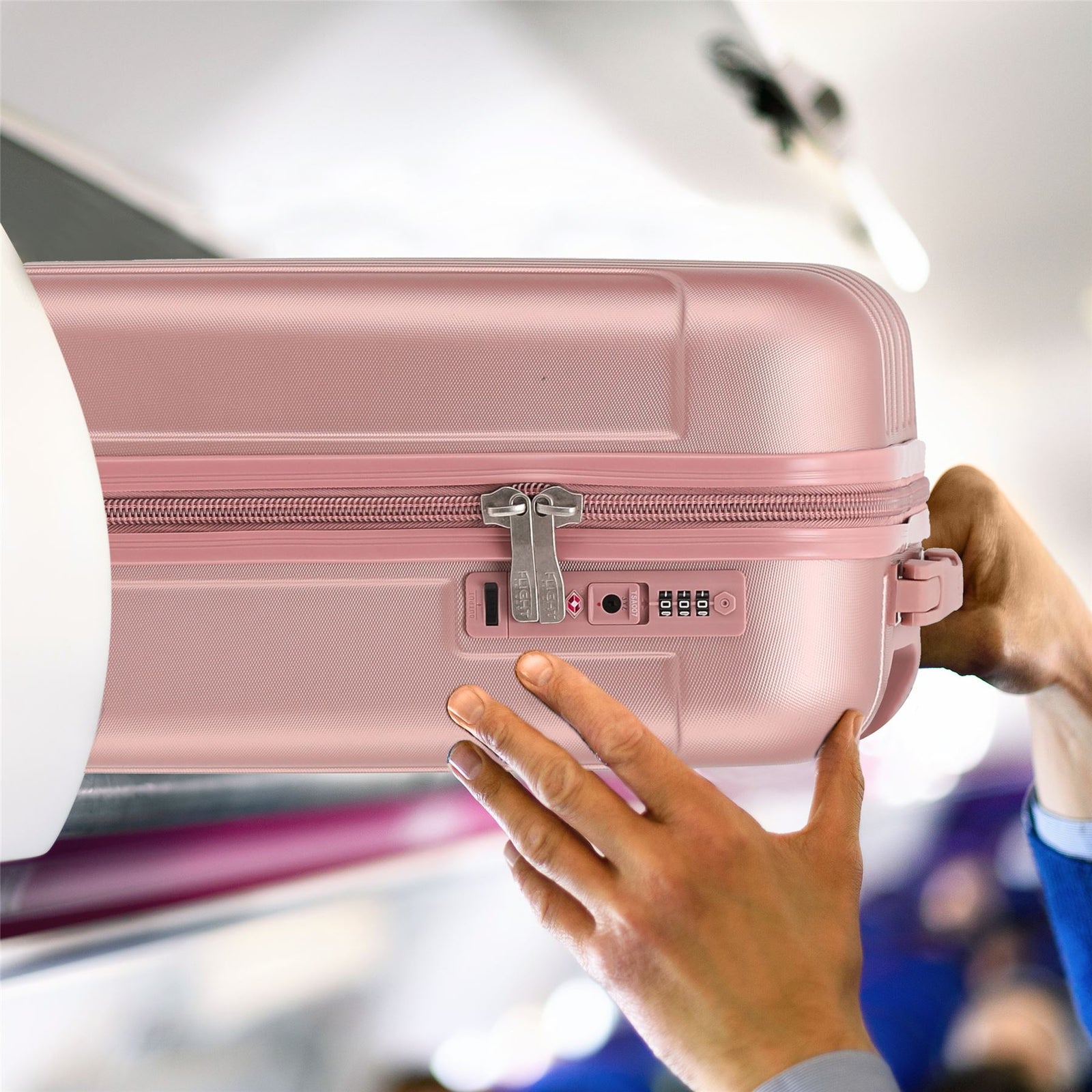 55x40x20cm Lightweight Luggage Overhead Cabin Hard Shell Cabin Suitcase 60+ Airlines Approved - Carry On Case - 4 Wheels | Cabin | Rose Gold