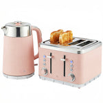 1.7l 3000w Rapid Boil Kettle And 4 Slice Toaster Set | Pink