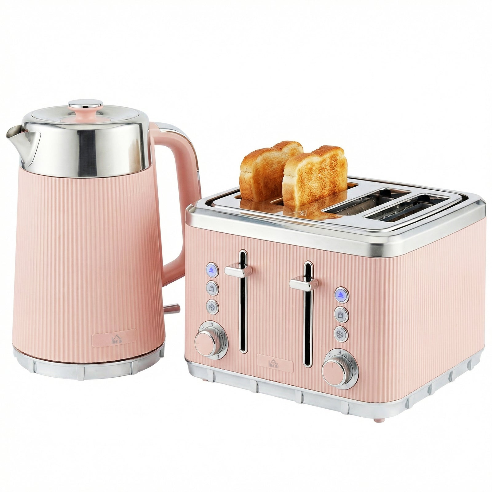 1.7l 3000w Rapid Boil Kettle And 4 Slice Toaster Set | Pink