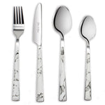 Cutlery Sets 16 Pc Set Knife Fork Spoon Marble Decal Handle