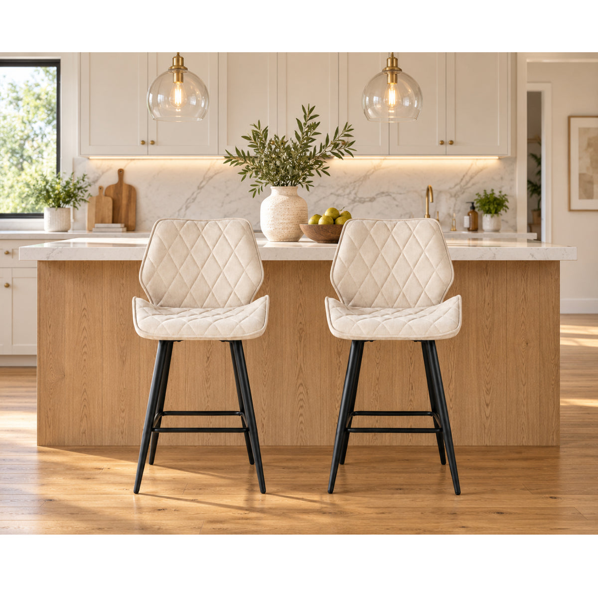 Cayden Comfort Bar Stools - Cream | Set of 2 | Cream