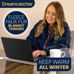 Blanket Throw Soft Faux Fur 160 X 130cm Fleece Overblanket Fluffy Blanket  For Sofa & Beds | L | Blue