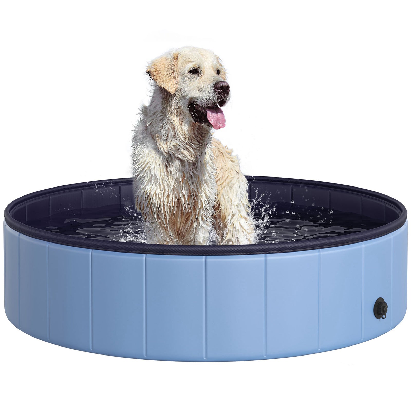 Pawhut Pet Paddling Pool Cat Dog Indoor/ Outdoor Foldable 120cm Diameter | Blue