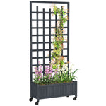 Wooden Trellis Planter Raised Garden Bed With Wheels Grey